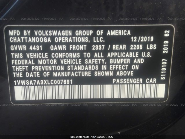 Photo 8 VIN: 1VWSA7A3XLC007691 - VOLKSWAGEN PASSAT 