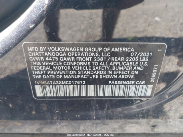 Photo 8 VIN: 1VWSA7A3XMC017672 - VOLKSWAGEN PASSAT 