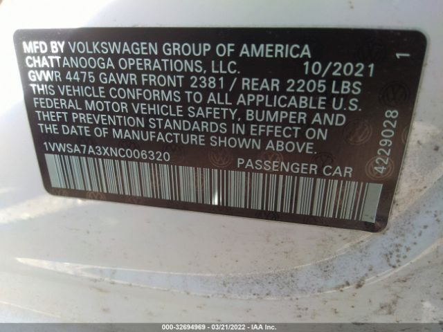 Photo 8 VIN: 1VWSA7A3XNC006320 - VOLKSWAGEN PASSAT 