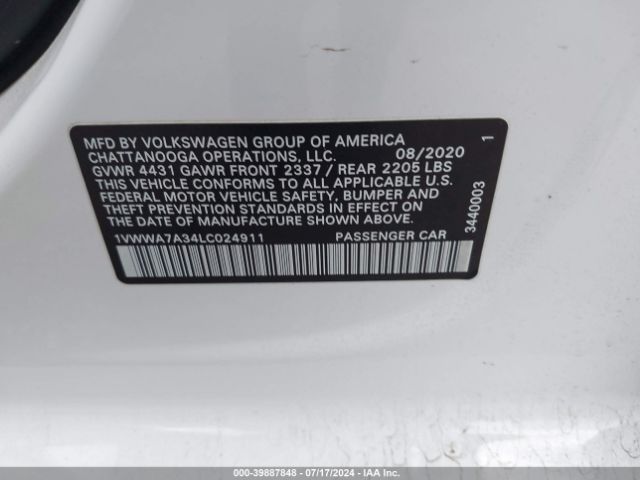 Photo 8 VIN: 1VWWA7A34LC024911 - VOLKSWAGEN PASSAT 