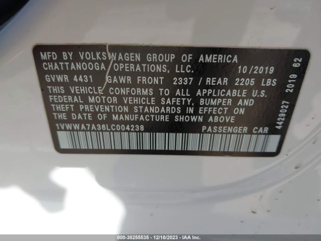 Photo 8 VIN: 1VWWA7A36LC004238 - VOLKSWAGEN PASSAT 