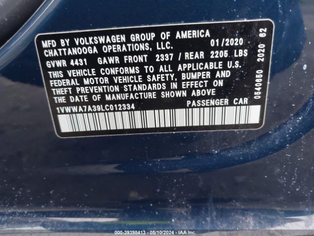 Photo 8 VIN: 1VWWA7A39LC012334 - VOLKSWAGEN PASSAT 