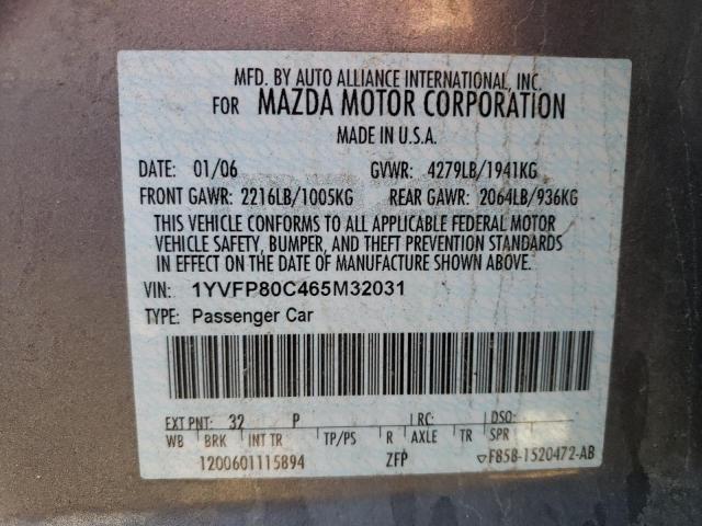 Photo 11 VIN: 1YVFP80C465M32031 - MAZDA 6 I 