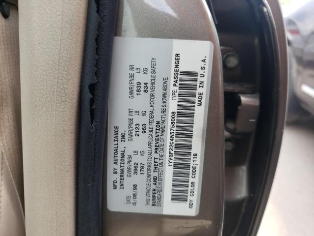 Photo 9 VIN: 1YVGF22C4W5758008 - MAZDA 626 DX 