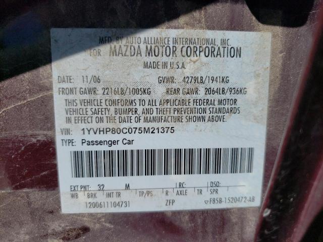 Photo 11 VIN: 1YVHP80C075M21375 - MAZDA 6 I 