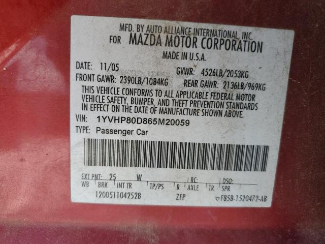 Photo 12 VIN: 1YVHP80D865M20059 - MAZDA 6 