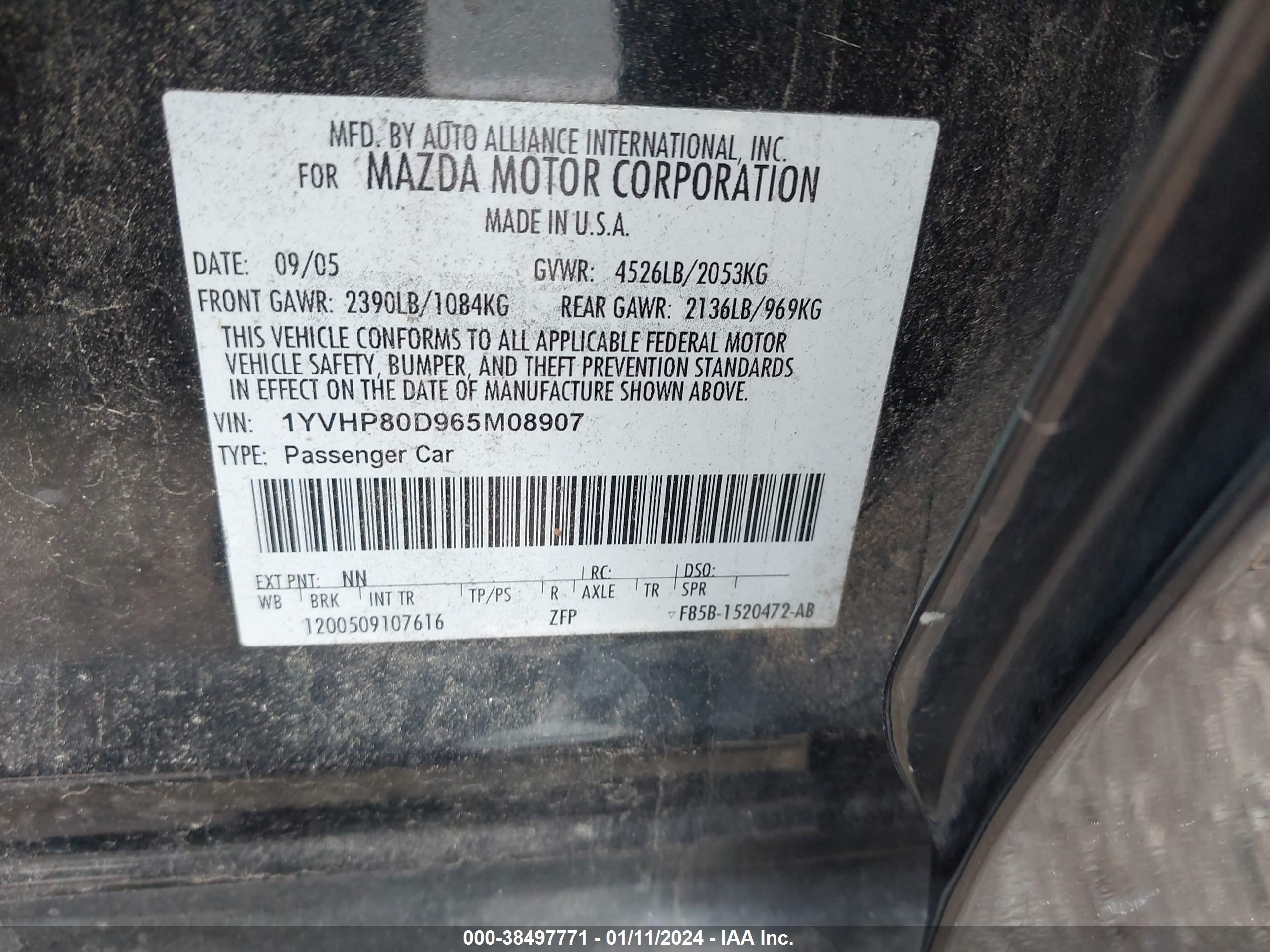 Photo 8 VIN: 1YVHP80D965M08907 - MAZDA 6 