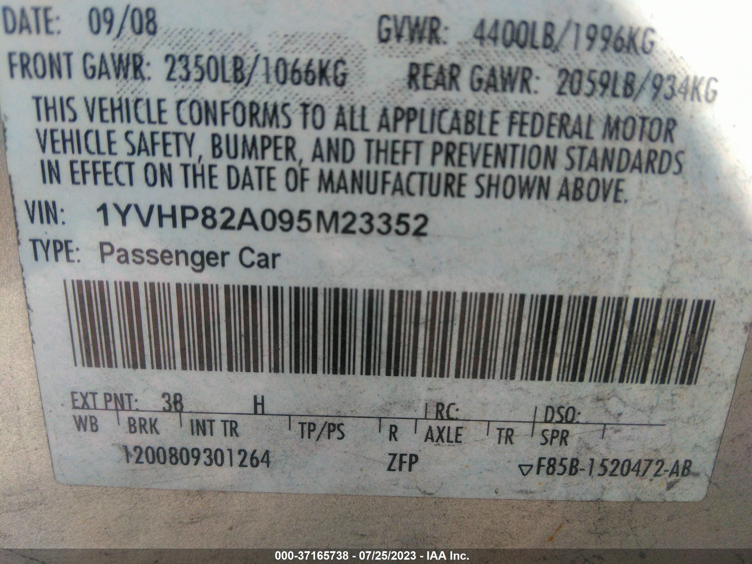 Photo 8 VIN: 1YVHP82A095M23352 - MAZDA 6 