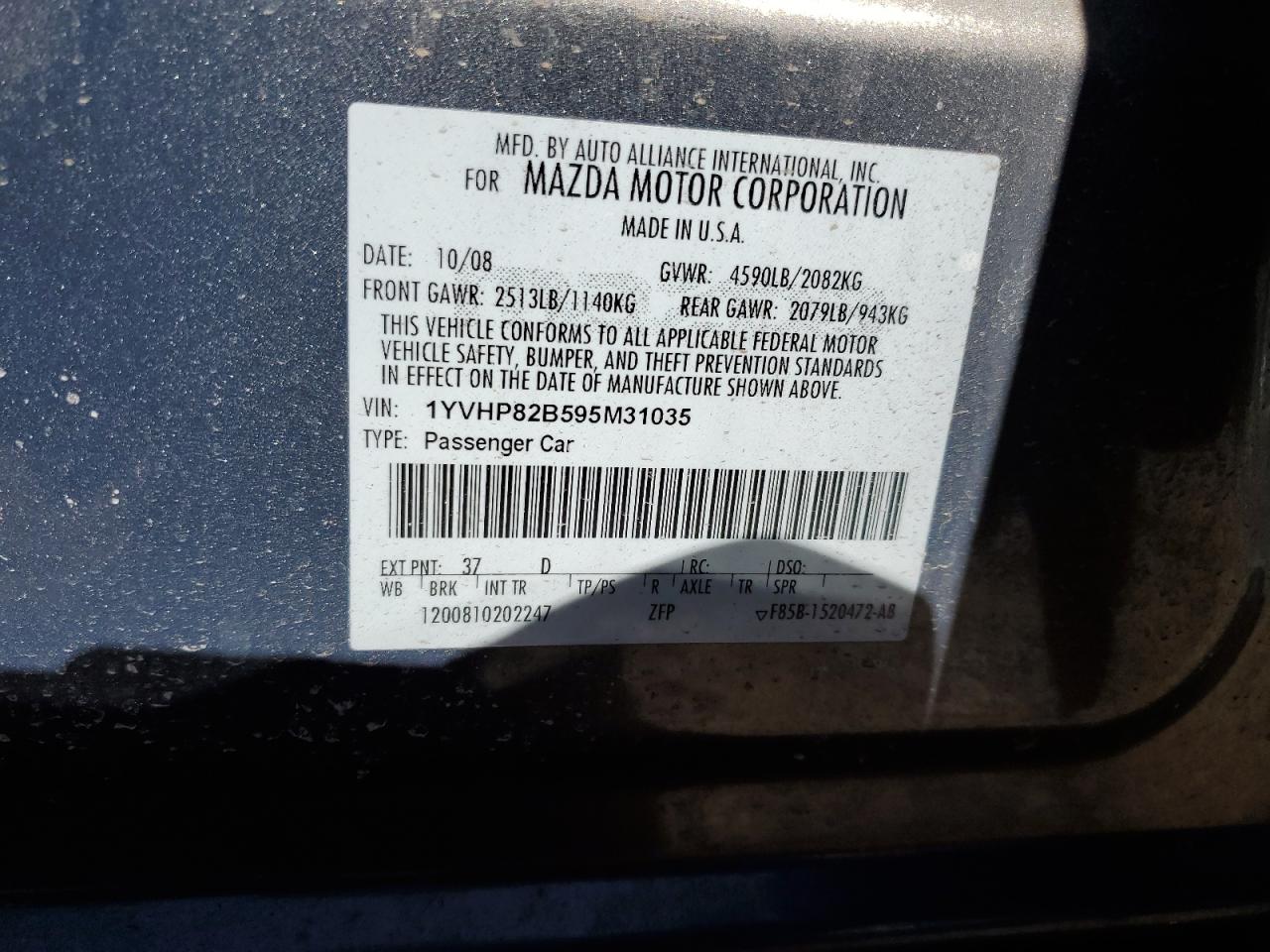 Photo 12 VIN: 1YVHP82B595M31035 - MAZDA 6 