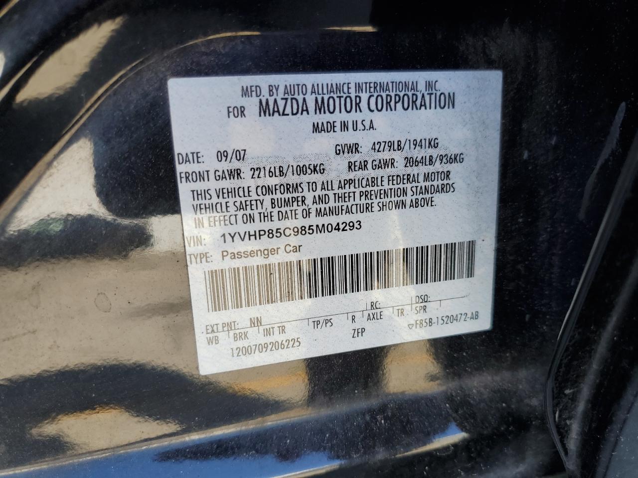 Photo 11 VIN: 1YVHP85C985M04293 - MAZDA 6 