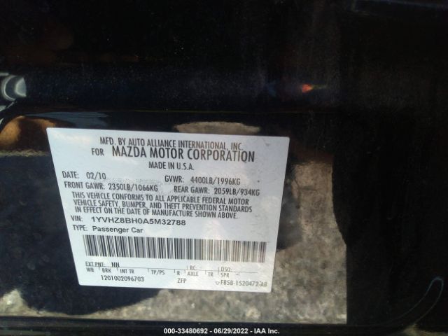 Photo 8 VIN: 1YVHZ8BH0A5M32788 - MAZDA 6 