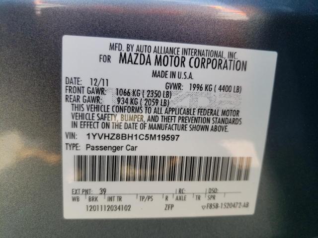 Photo 9 VIN: 1YVHZ8BH1C5M19597 - MAZDA 6 I 