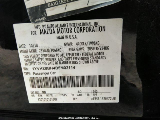 Photo 8 VIN: 1YVHZ8BH4B5M02114 - MAZDA 6 