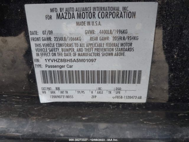 Photo 8 VIN: 1YVHZ8BH5A5M01097 - MAZDA MAZDA6 