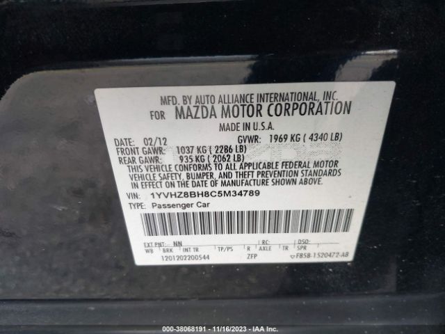 Photo 8 VIN: 1YVHZ8BH8C5M34789 - MAZDA MAZDA6 