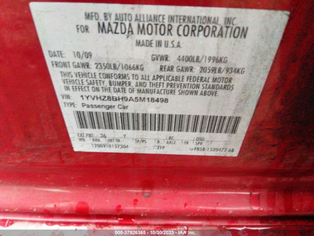 Photo 8 VIN: 1YVHZ8BH9A5M18498 - MAZDA MAZDA6 