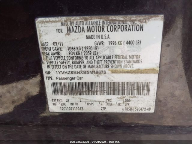 Photo 8 VIN: 1YVHZ8BHXB5M19676 - MAZDA MAZDA6 