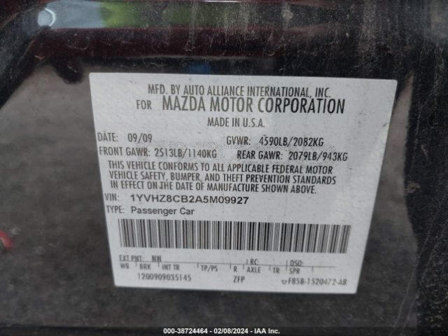 Photo 8 VIN: 1YVHZ8CB2A5M09927 - MAZDA MAZDA6 