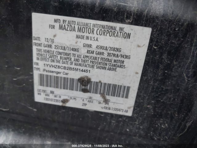 Photo 8 VIN: 1YVHZ8CB2B5M14451 - MAZDA MAZDA6 