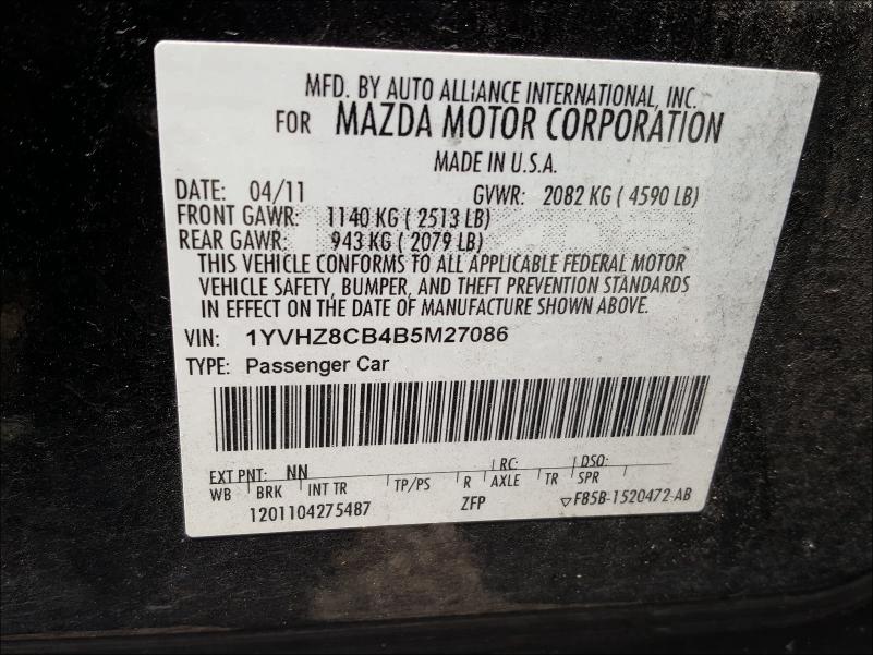 Photo 9 VIN: 1YVHZ8CB4B5M27086 - MAZDA 6 S 