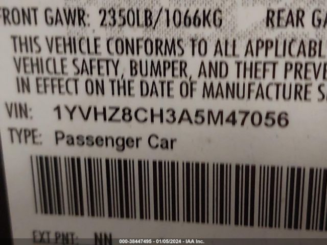 Photo 8 VIN: 1YVHZ8CH3A5M47056 - MAZDA MAZDA6 