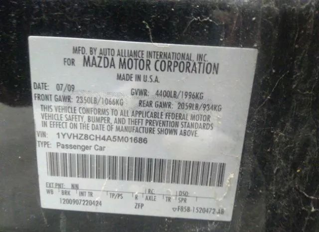 Photo 8 VIN: 1YVHZ8CH4A5M01686 - MAZDA MAZDA6 