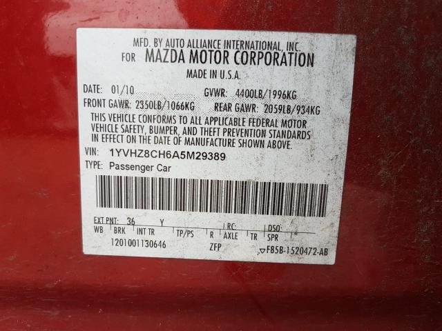 Photo 9 VIN: 1YVHZ8CH6A5M29389 - MAZDA 6 I 