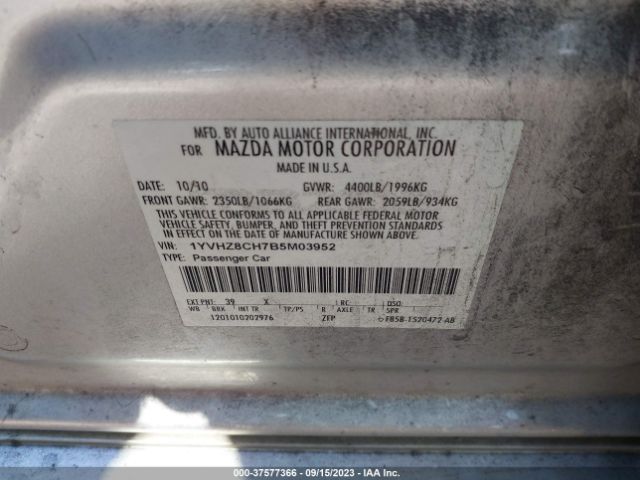 Photo 8 VIN: 1YVHZ8CH7B5M03952 - MAZDA MAZDA6 