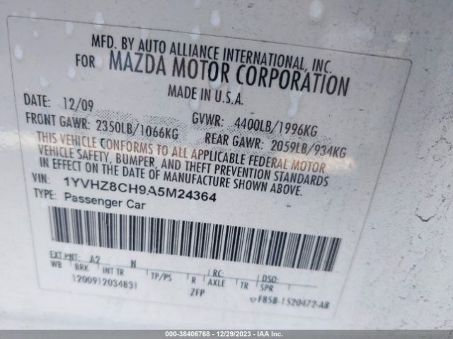 Photo 8 VIN: 1YVHZ8CH9A5M24364 - MAZDA MAZDA6 