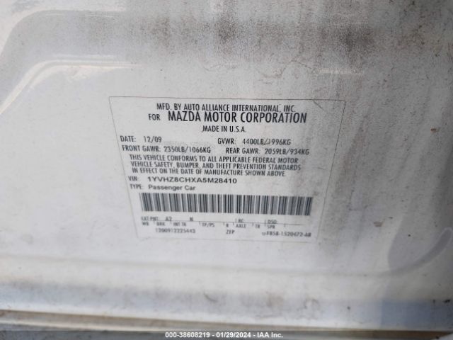 Photo 8 VIN: 1YVHZ8CHXA5M28410 - MAZDA MAZDA6 