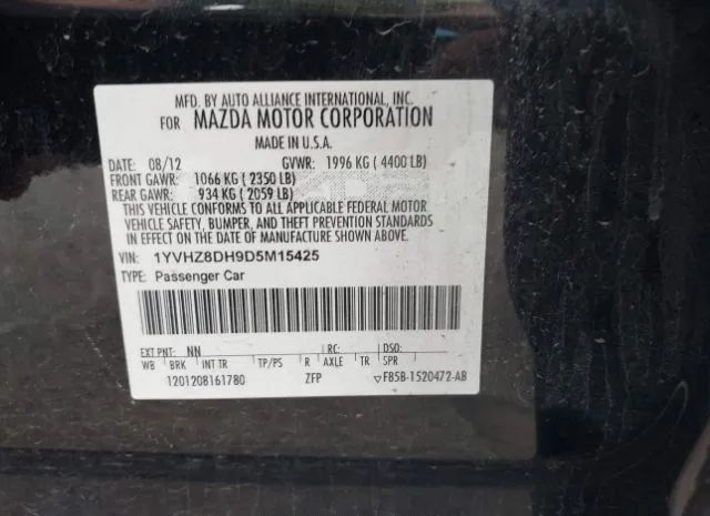 Photo 8 VIN: 1YVHZ8DH9D5M15425 - MAZDA MAZDA6 