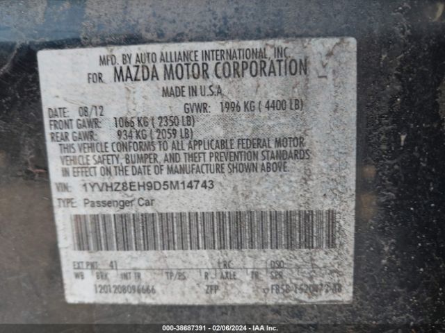 Photo 8 VIN: 1YVHZ8EH9D5M14743 - MAZDA MAZDA6 