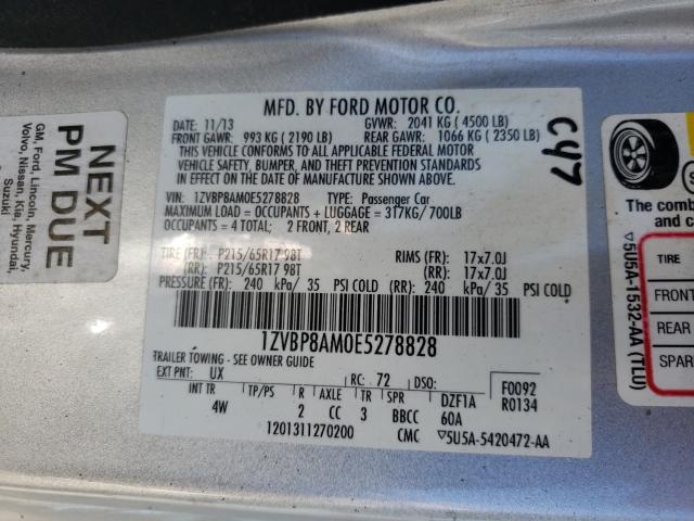 Photo 9 VIN: 1ZVBP8AM0E5278828 - FORD MUSTANG 