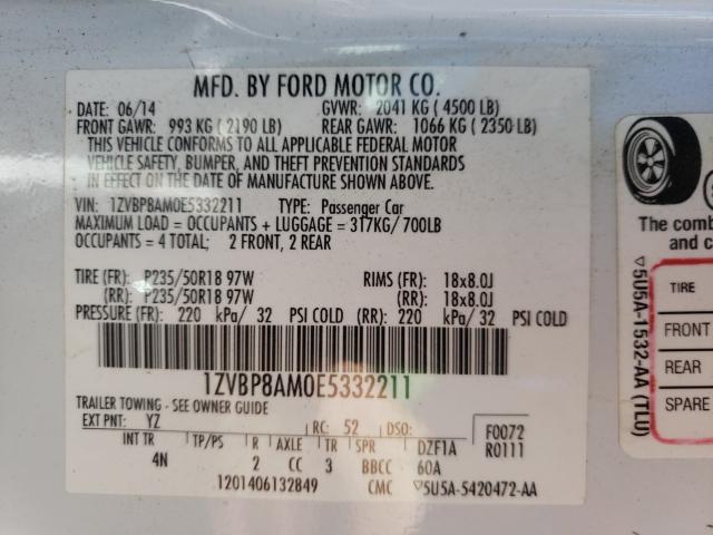 Photo 9 VIN: 1ZVBP8AM0E5332211 - FORD MUSTANG 