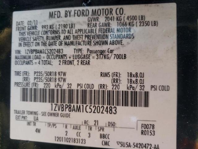 Photo 9 VIN: 1ZVBP8AM1C5202483 - FORD MUSTANG 