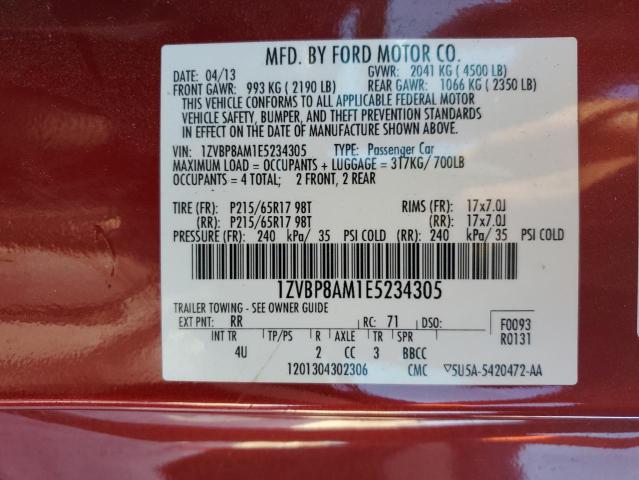 Photo 12 VIN: 1ZVBP8AM1E5234305 - FORD MUSTANG 