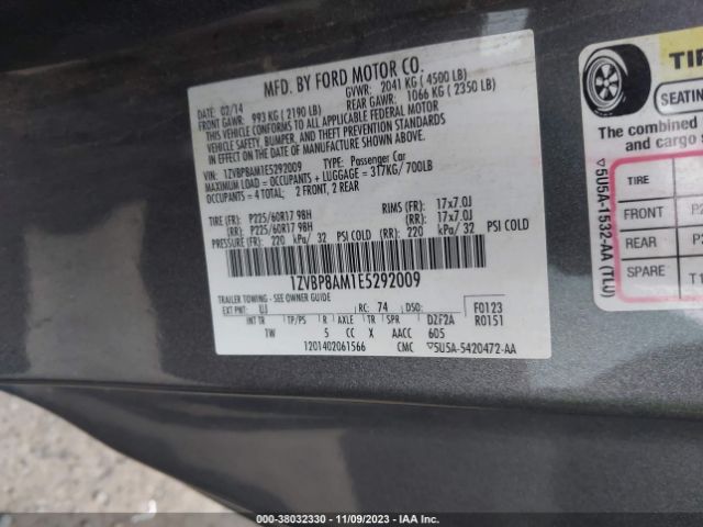 Photo 8 VIN: 1ZVBP8AM1E5292009 - FORD MUSTANG 