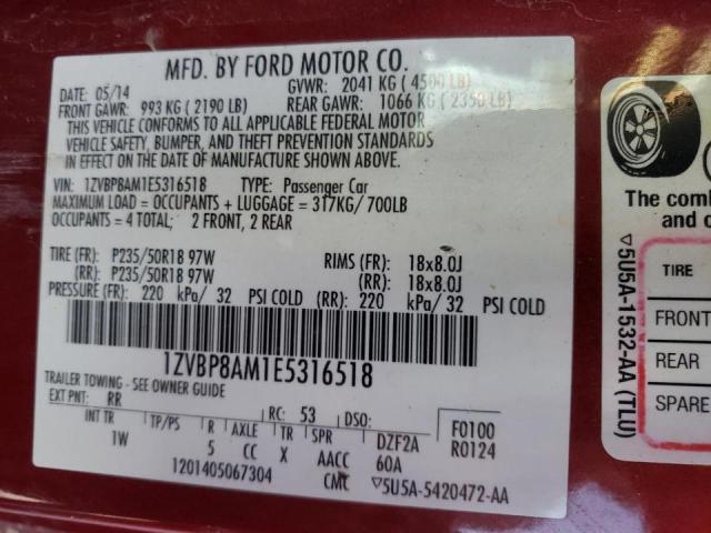 Photo 9 VIN: 1ZVBP8AM1E5316518 - FORD MUSTANG 