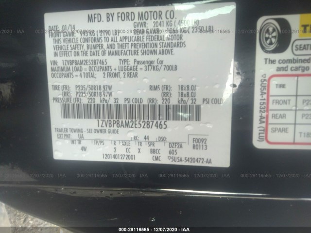 Photo 8 VIN: 1ZVBP8AM2E5287465 - FORD MUSTANG 