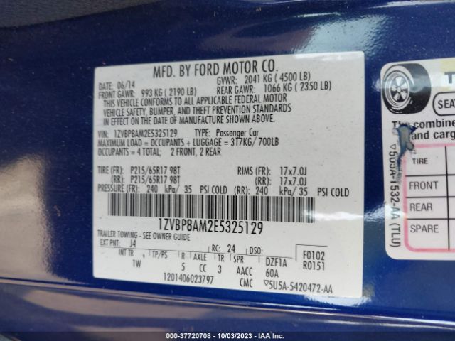 Photo 8 VIN: 1ZVBP8AM2E5325129 - FORD MUSTANG 