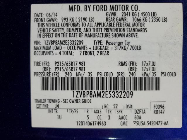 Photo 12 VIN: 1ZVBP8AM2E5332209 - FORD MUSTANG 