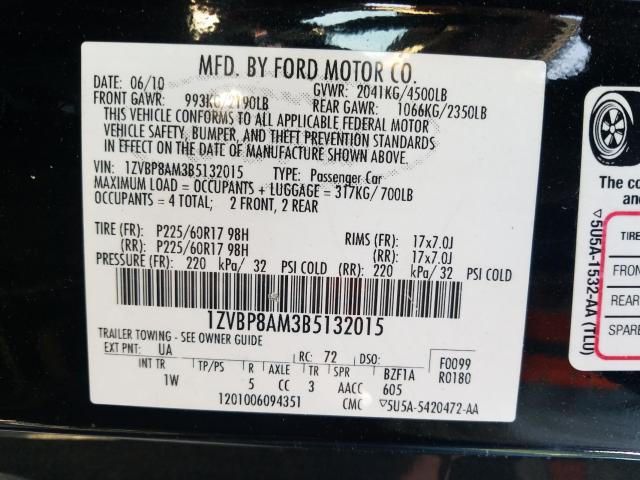 Photo 9 VIN: 1ZVBP8AM3B5132015 - FORD MUSTANG 