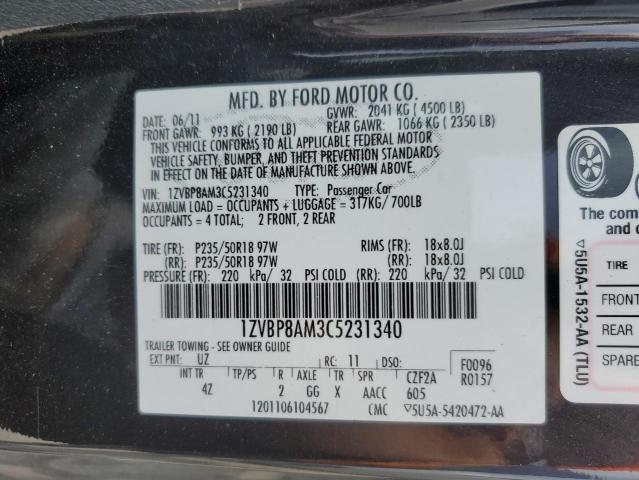 Photo 11 VIN: 1ZVBP8AM3C5231340 - FORD MUSTANG 