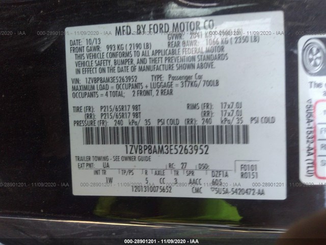 Photo 8 VIN: 1ZVBP8AM3E5263952 - FORD MUSTANG 