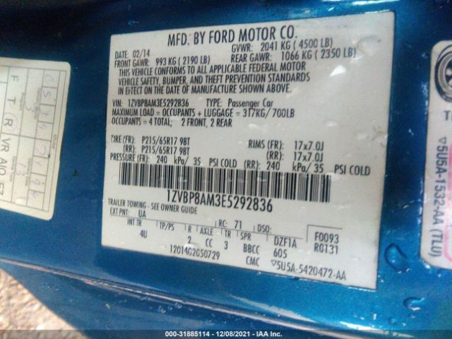 Photo 8 VIN: 1ZVBP8AM3E5292836 - FORD MUSTANG 