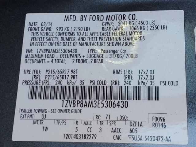 Photo 12 VIN: 1ZVBP8AM3E5306430 - FORD MUSTANG 