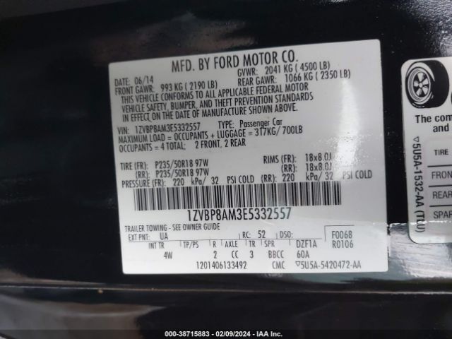 Photo 8 VIN: 1ZVBP8AM3E5332557 - FORD MUSTANG 