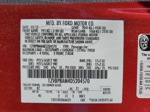 Photo 11 VIN: 1ZVBP8AM4D5204570 - FORD MUSTANG 