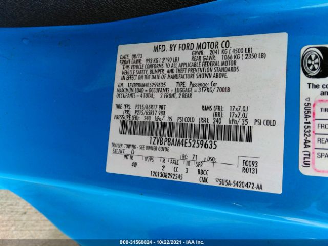 Photo 8 VIN: 1ZVBP8AM4E5259635 - FORD MUSTANG 