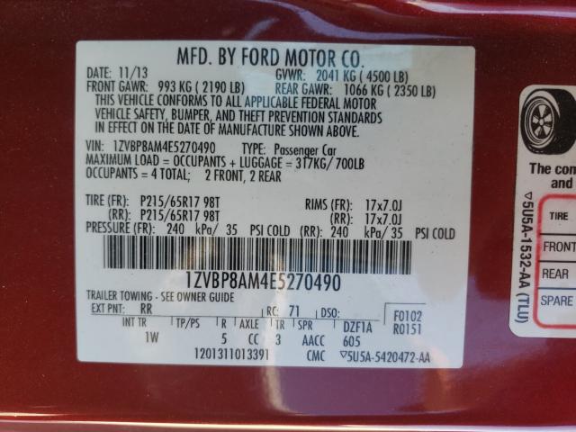 Photo 9 VIN: 1ZVBP8AM4E5270490 - FORD MUSTANG 